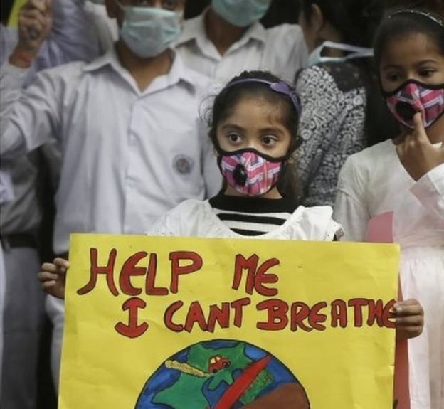 Kids Protesting for clean air in Delhi